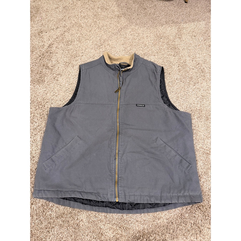 Wolverine Mens XL Gray Canvas Sherpa Lined Quilted Insulated Work Vest (666) - Picture 1 of 6